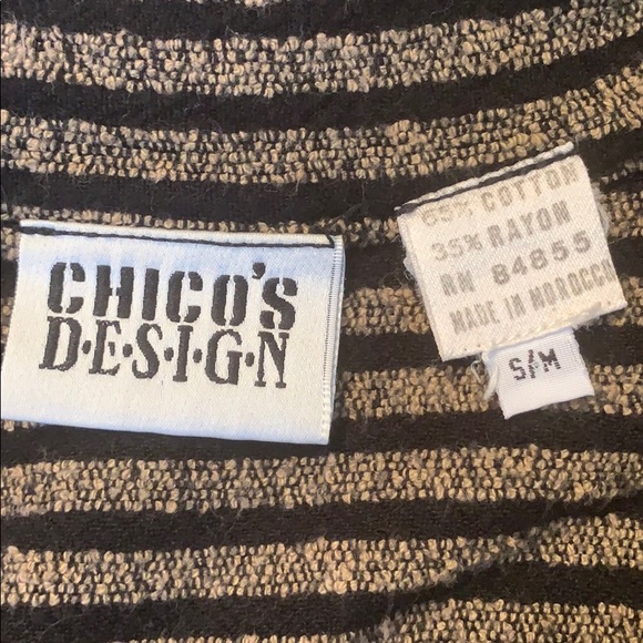 CHICOS DESIGN Striped Jacket Top tan & black - Picture 8 of 8